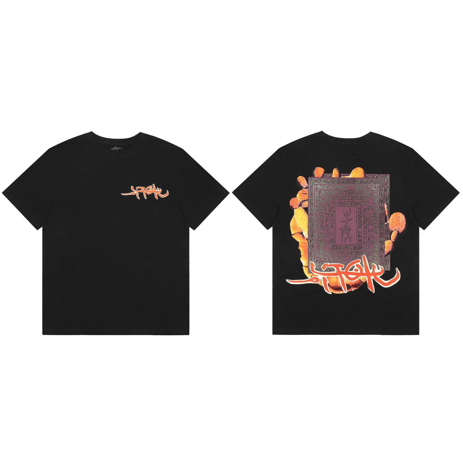 Utopia Graphic Cotton Tee Midnight Black  with vibrant geometric graffiti - Travis Scott - Cnfans - $22.26