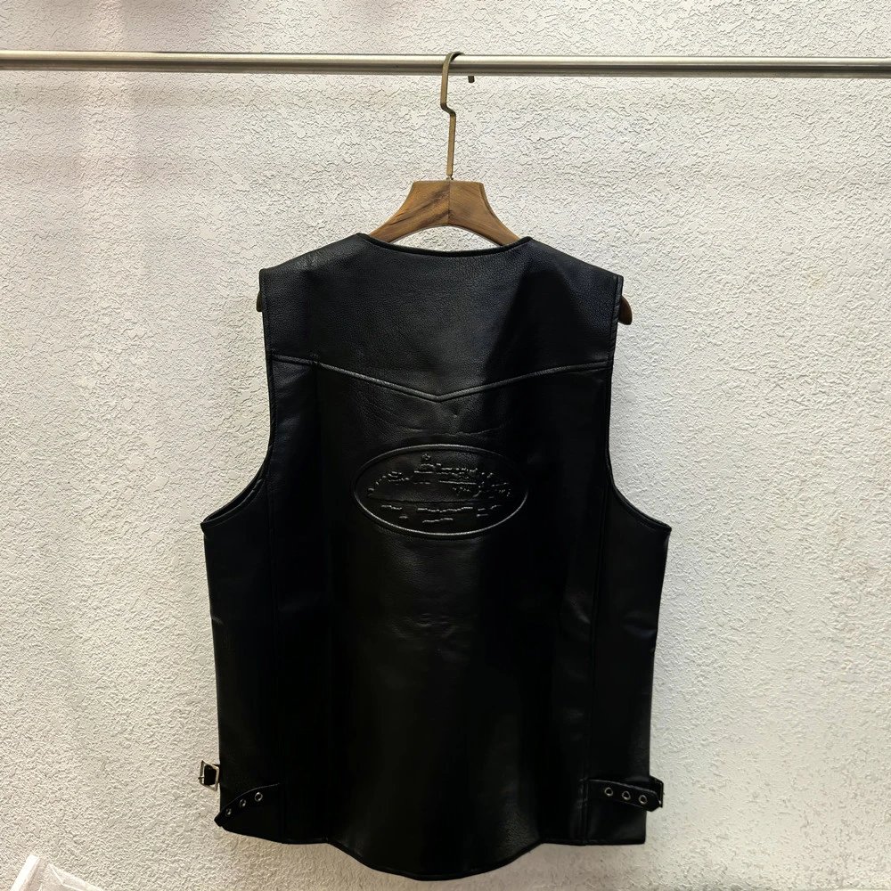 Street Style PU Biker Vest Onyx Black - Corteiz - Cnfans - $47.74