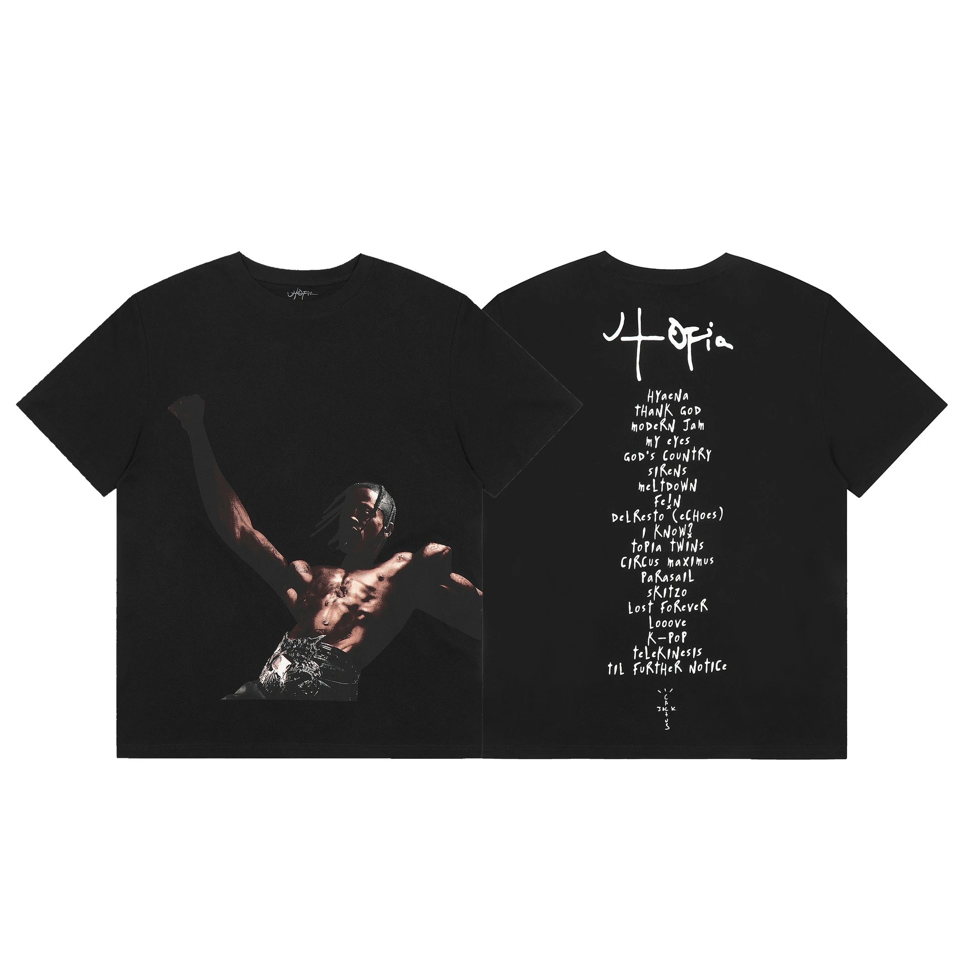 Utopia Graphic Cotton T-Shirt Ebony Black - Travis Scott - Cnfans - $22.26