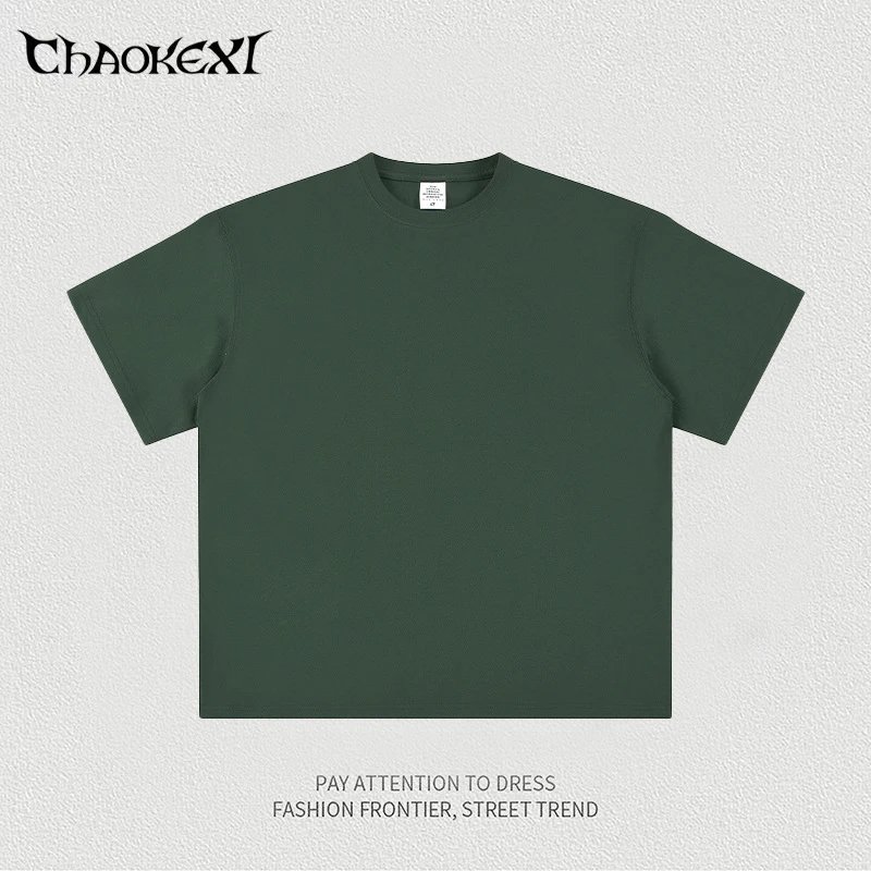 Men's Loose Fit Cotton Tee Casual Style, Sage - CHAOKEXI - Cnfans - $17.58