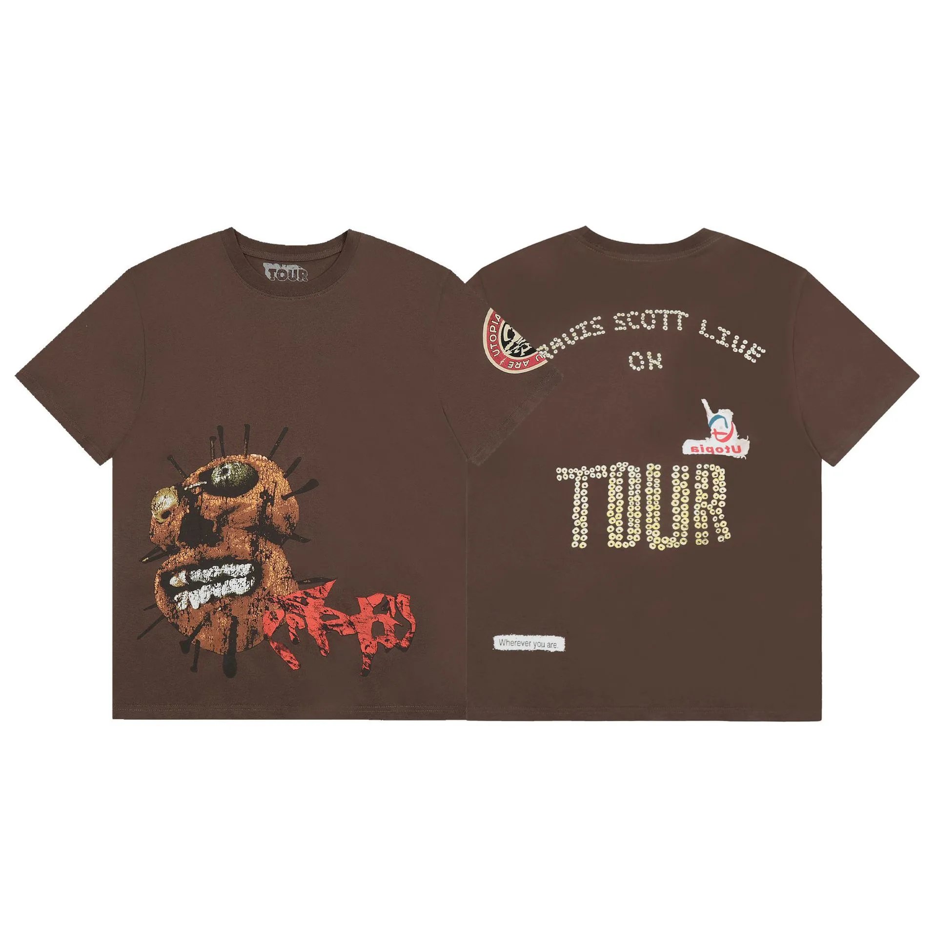 Graphic Cotton Tour T-Shirt Espresso Brown - Related Product - Cnfans