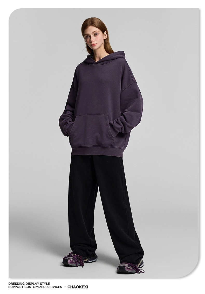 Oversized Washed Hoodie Unisex Fall Rosewood Pink - Gallery Image 9 - Detailed View