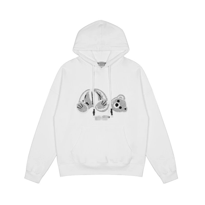 Bear Print Cotton Pullover Hoodie Unisex Snow White - Palm Angels - Cnfans - $39.35