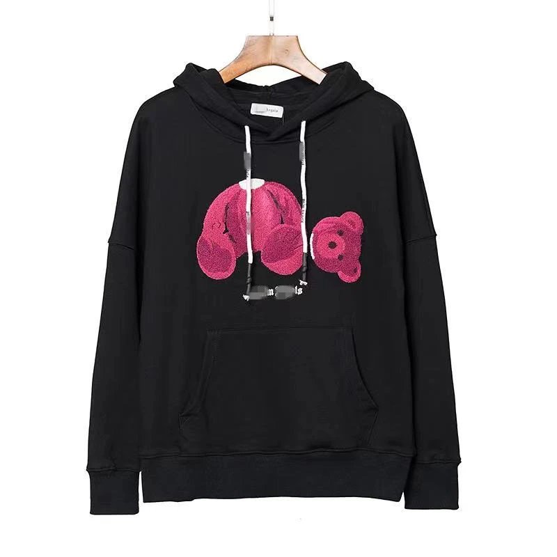 Bear Print Cotton Blend Pullover Hoodie - Mauve - Gallery Image 6 - Detailed View