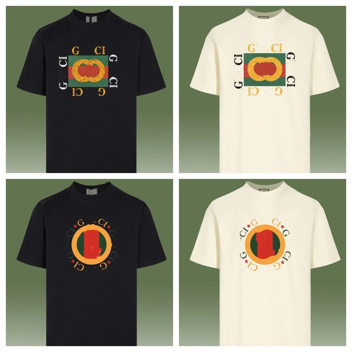 Classic Letter Print Cotton Unisex Tee Ecru - Gallery Image 7 - Detailed View