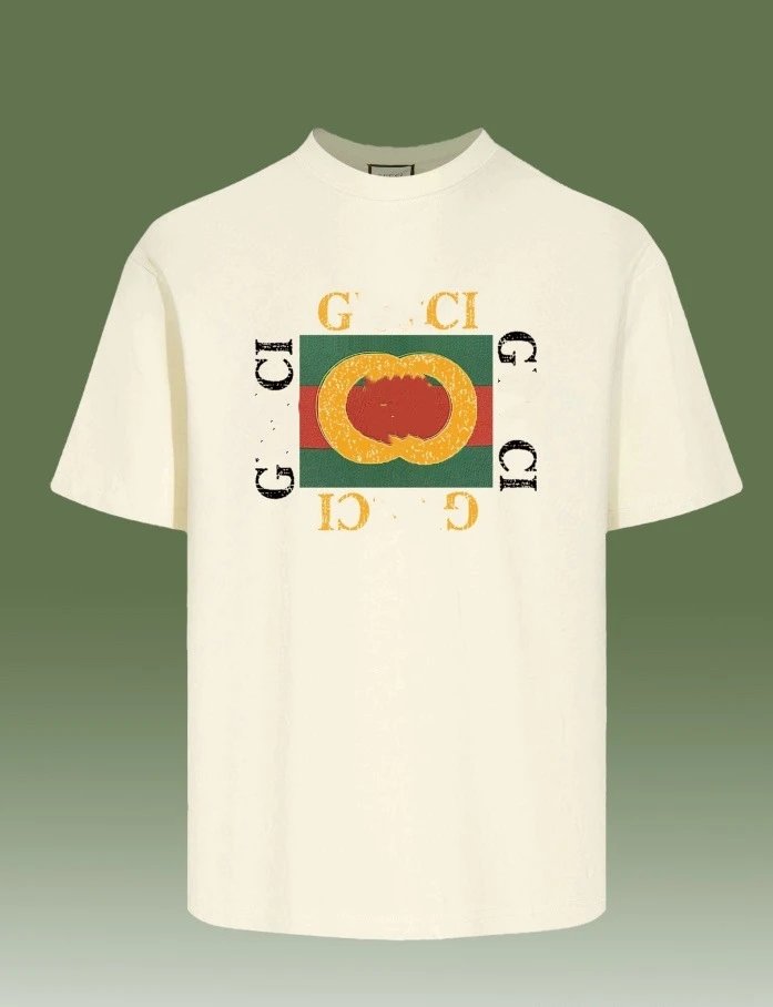 Unisex Cotton Tee Classic Print Casual Ivory - Gucci - Cnfans - $26.77