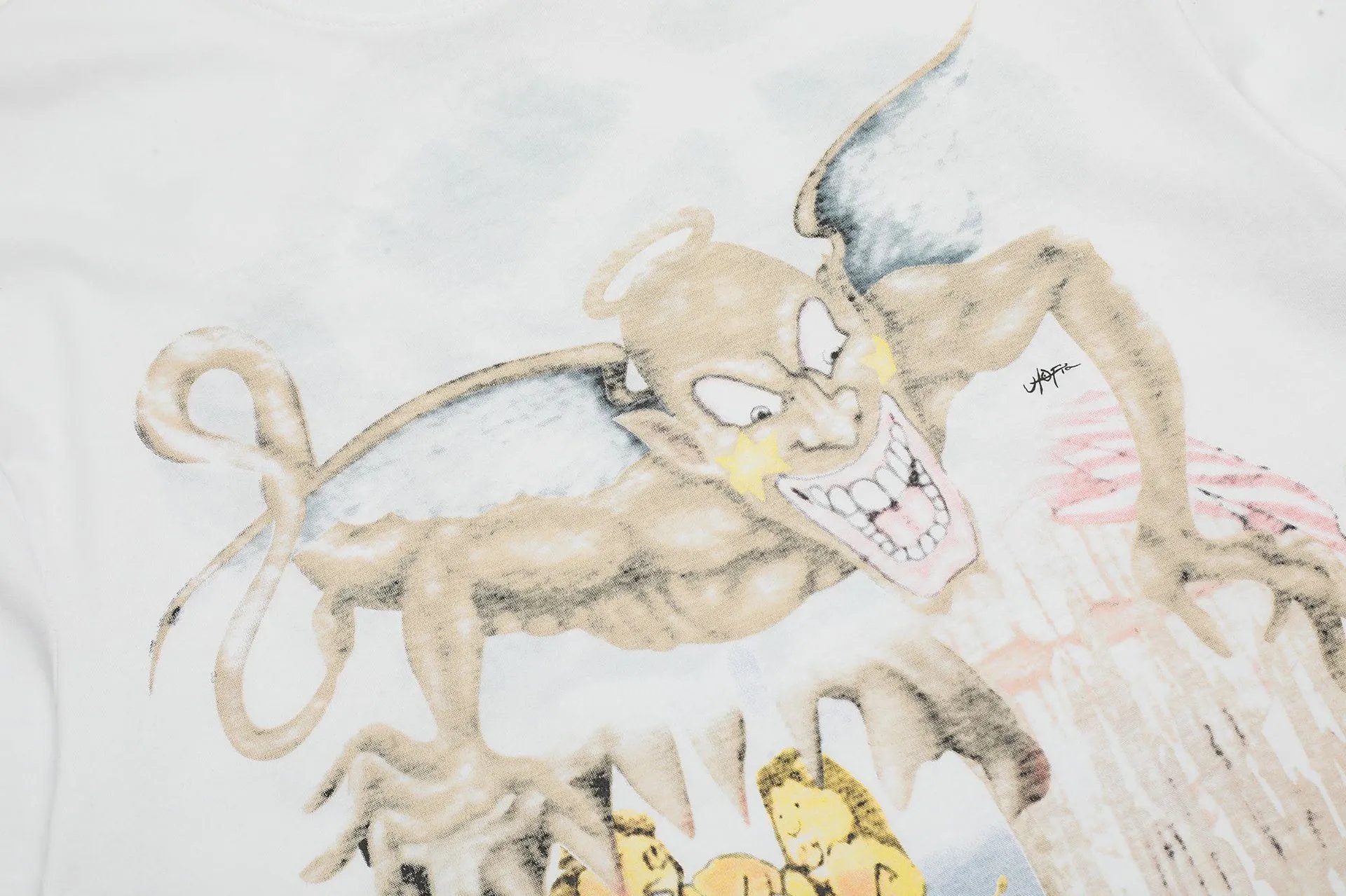 Street Graphic Demon Print Tee White - Gallery Image 8 - Detailed View