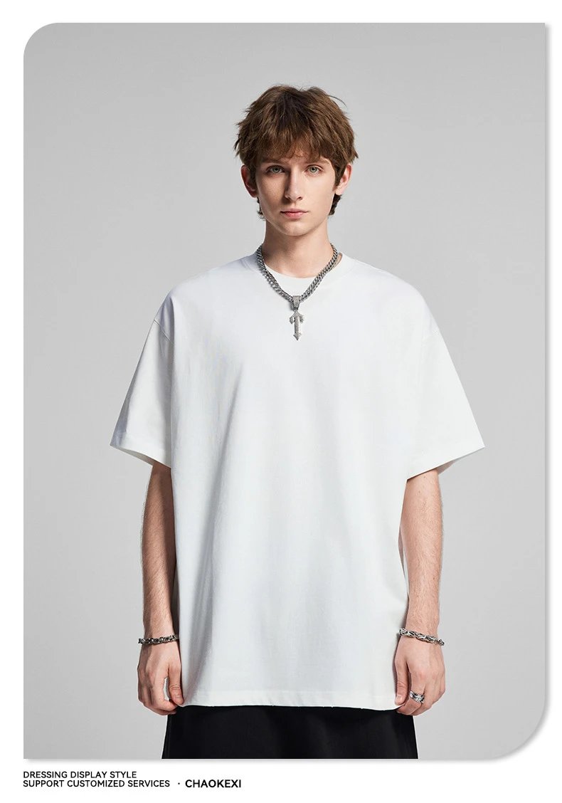 Retro Cotton Mens Tee Summer Top Heavy Foundation Series - Ash - Gallery Image 8 - Detailed View