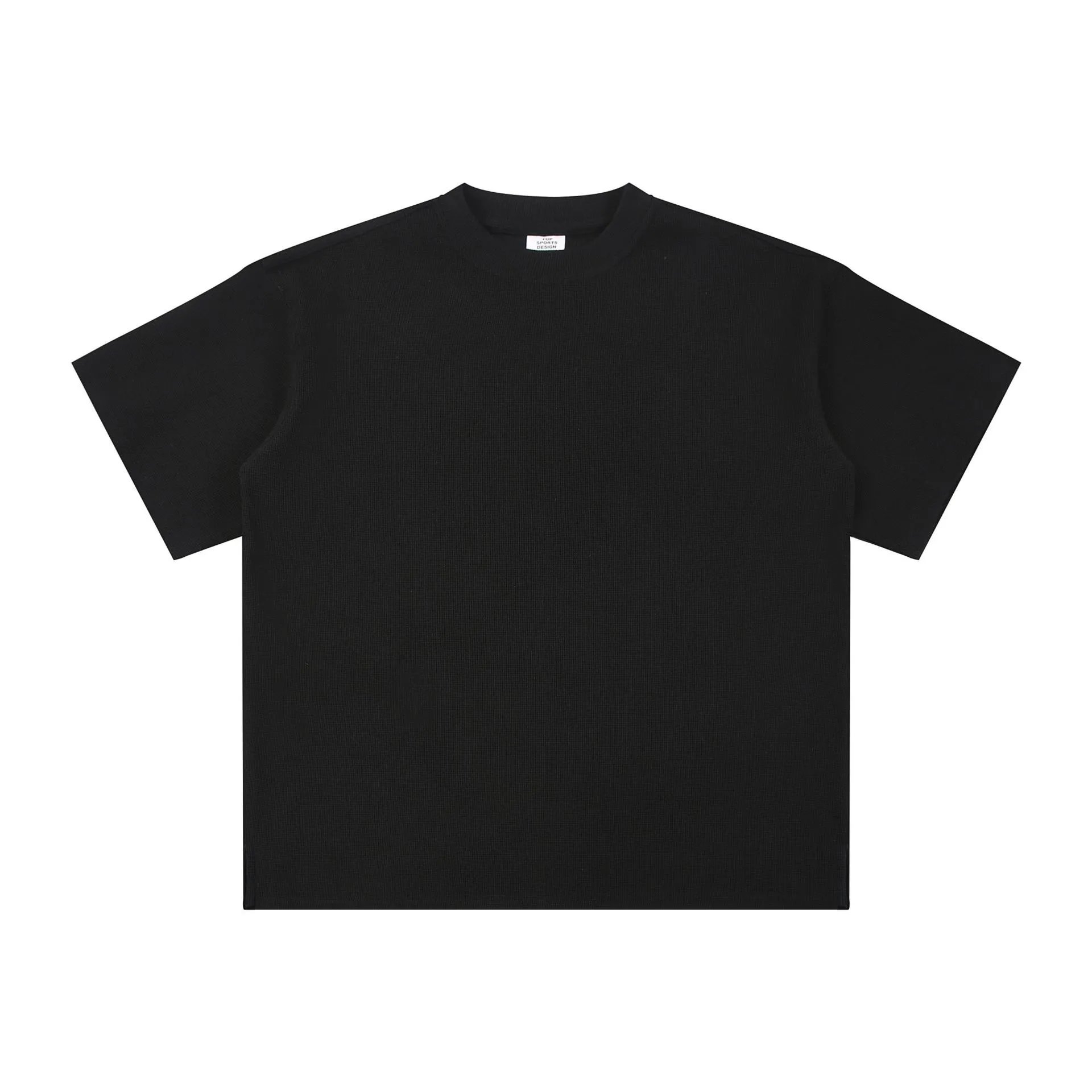 Men's Waffle Knit Casual Pullover Tee Onyx - CHAOKEXI - Cnfans - $20.63