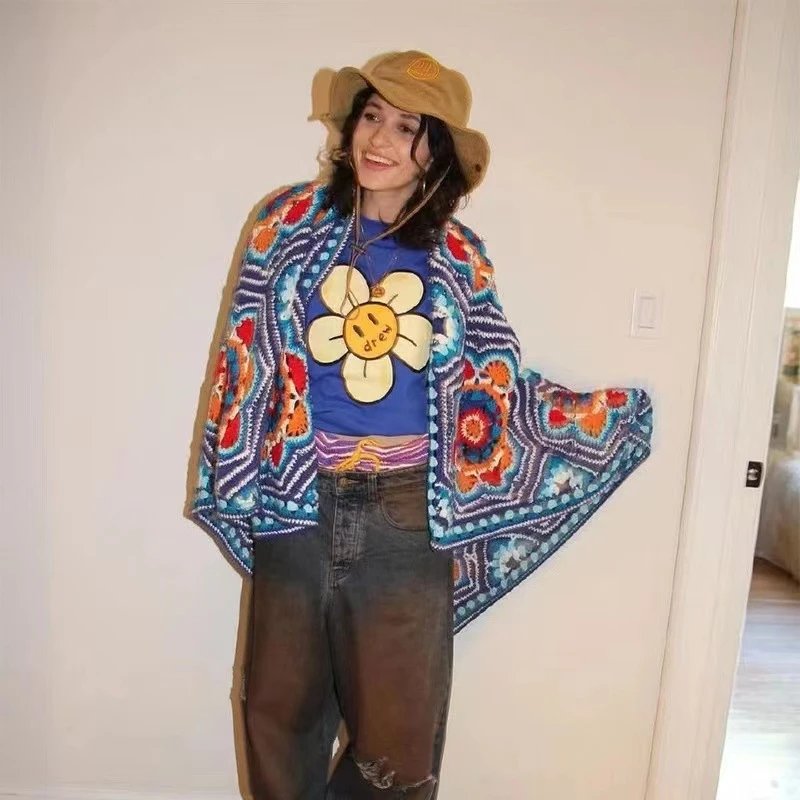 Street Style Flower Graphic Tee Royal Blue - Gallery Image 8 - Detailed View