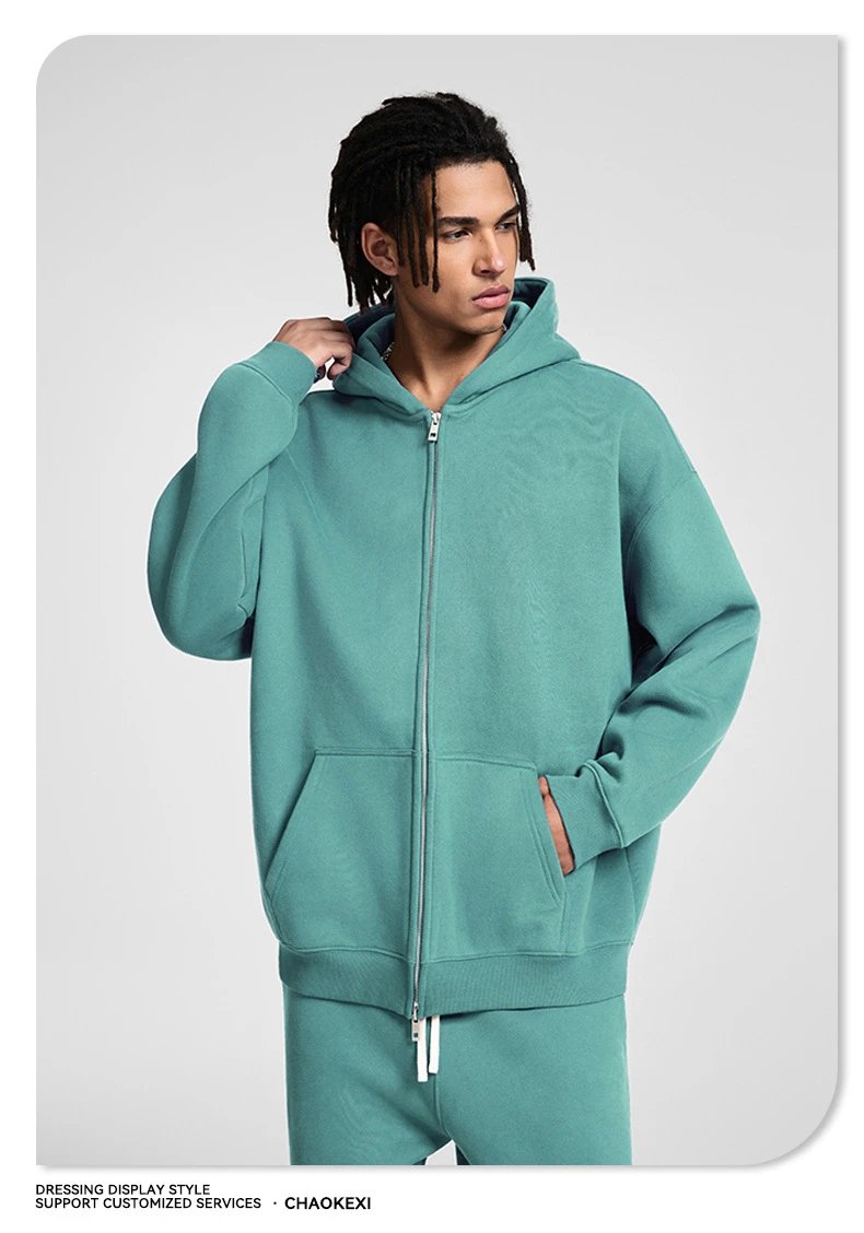 Street Zip Fleece Hoodie Fall Winter Unisex Blush Pink - Gallery Image 13 - Detailed View