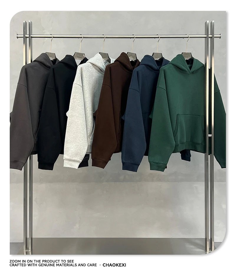 Men Oversized Fleece Pullover Street Hoodie Espresso Brown - Gallery Image 2 - Detailed View