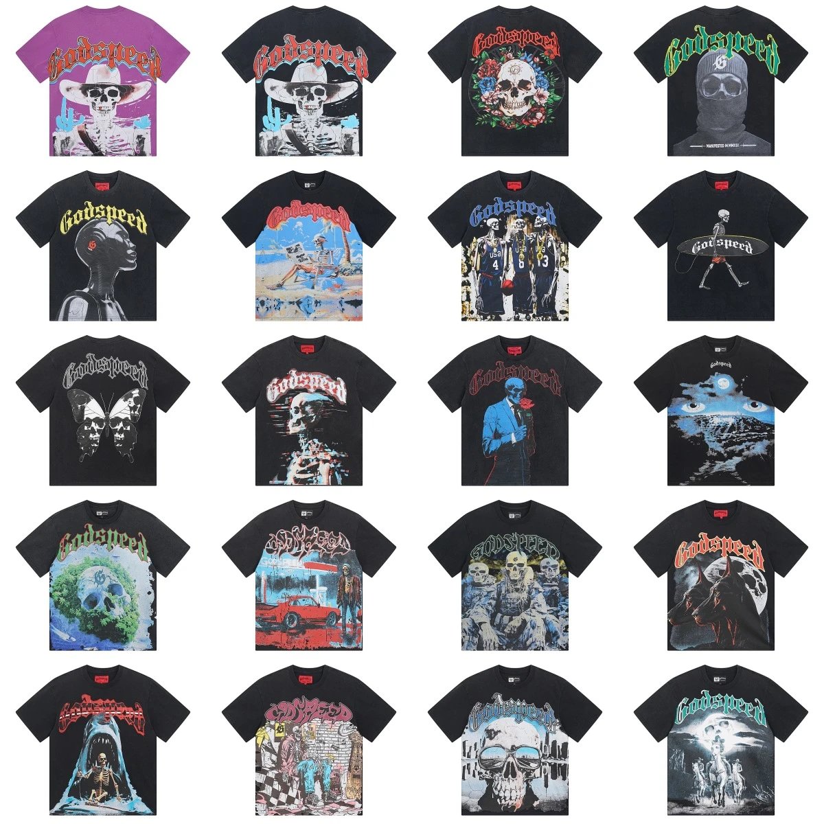 Godspeed Skull Print Tee Black - Gallery Image 3 - Detailed View