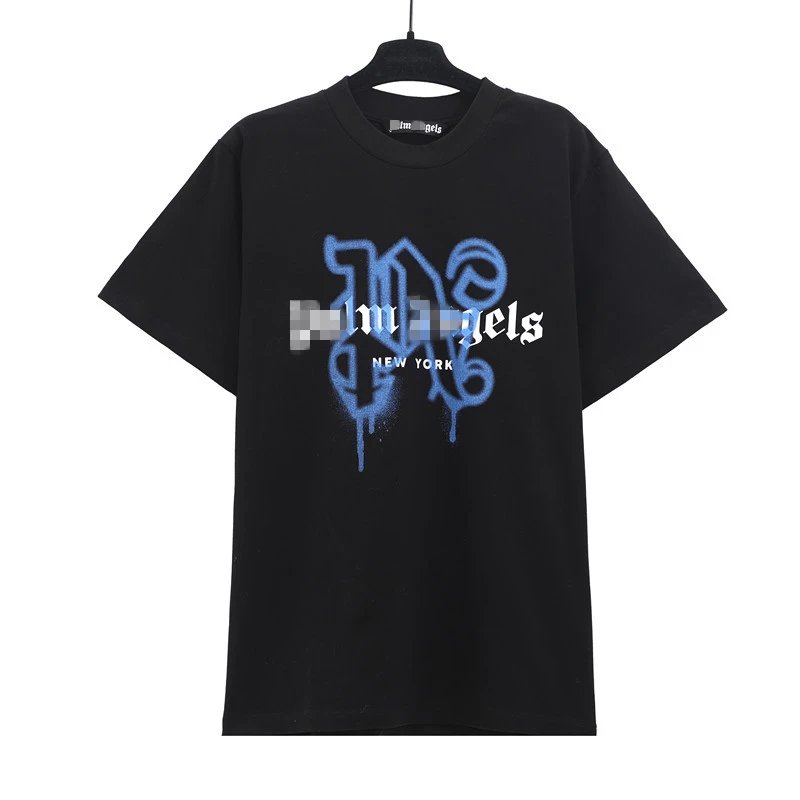 Graffiti Print Streetwear Cotton T-Shirt Midnight Black - Palm Angels - Cnfans - $20.65