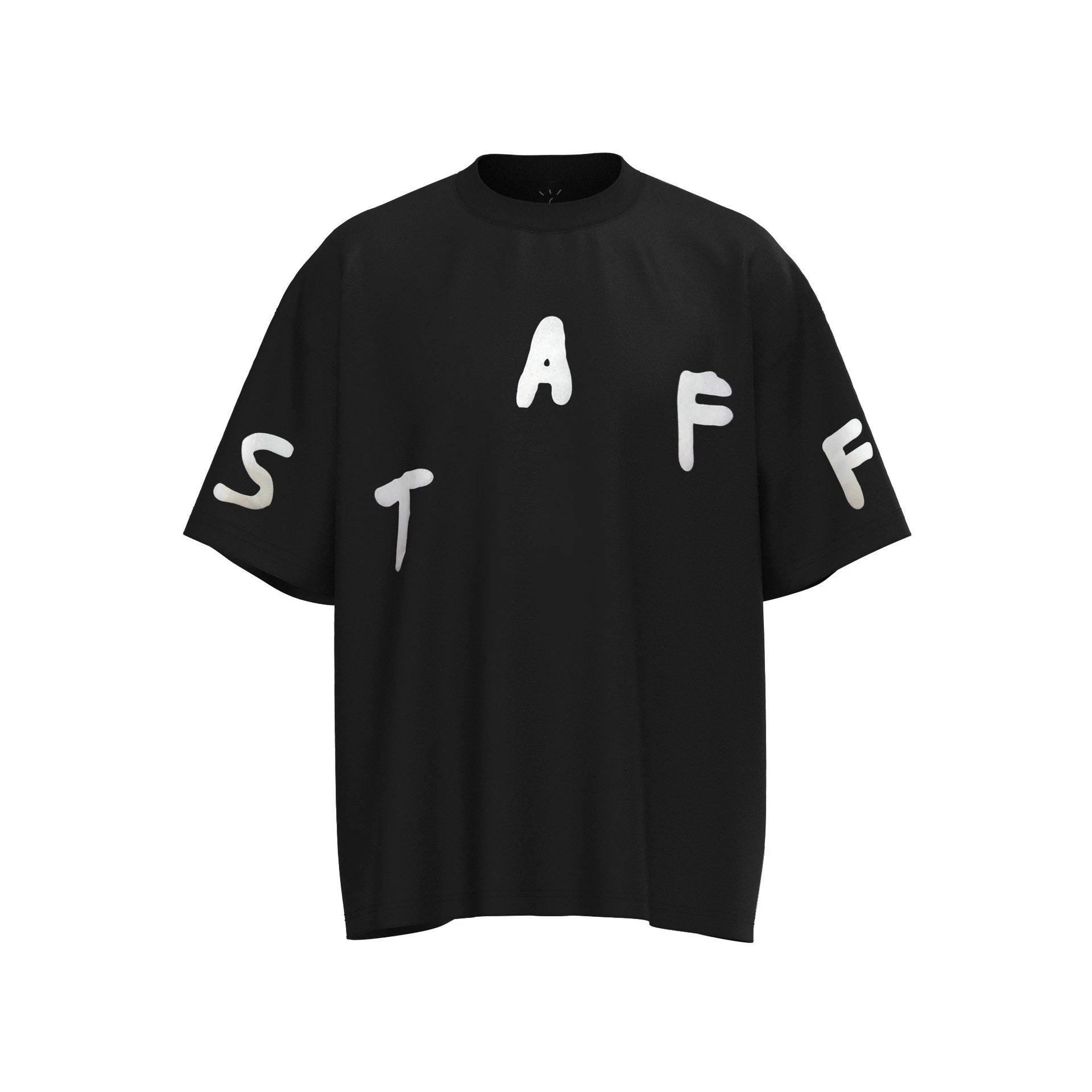 Streetwear Foam Print Staff T-Shirt Jet Black - Travis Scott - Cnfans - $23.87