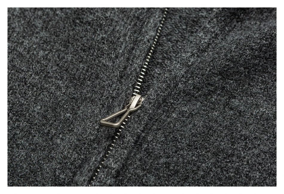 Unisex Retro Knit Full-Zip Cardigan Fall Sweater Onyx Black - Gallery Image 15 - Detailed View