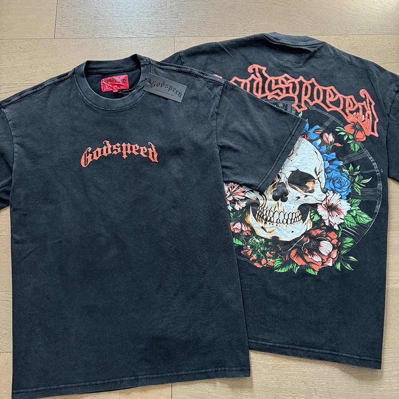 Godspeed Skull Print Tee Black - Gallery Image 12 - Detailed View