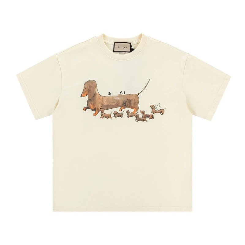Casual Cotton Graphic Tee Unisex Ivory - Gucci - Cnfans - $23.55
