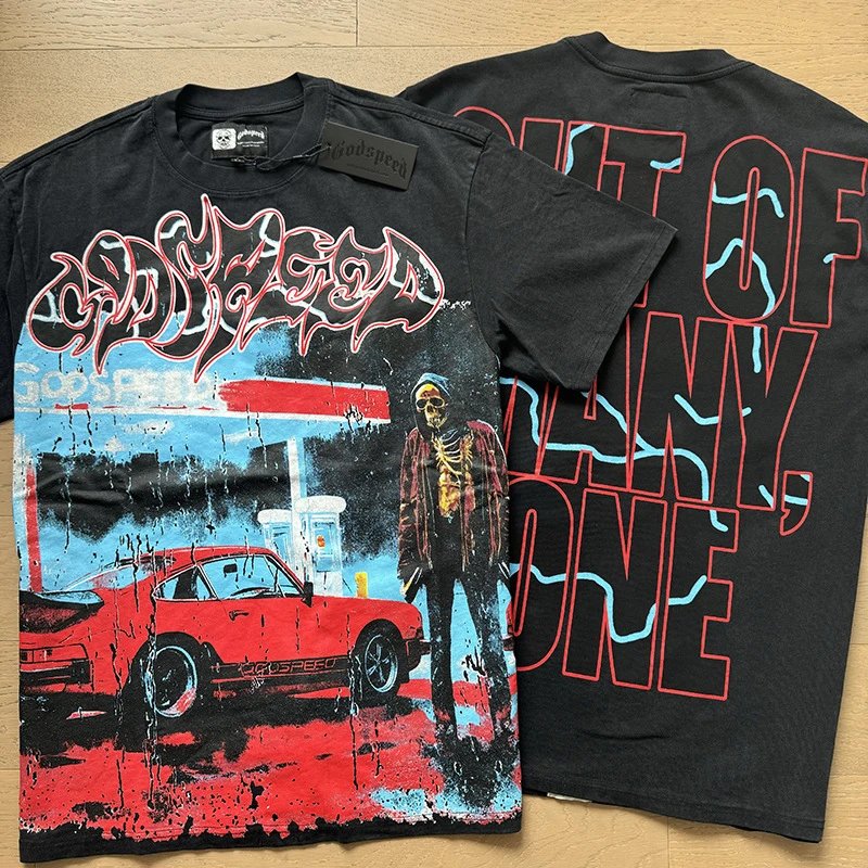 Godspeed Skull Print Tee Black - Gallery Image 10 - Detailed View