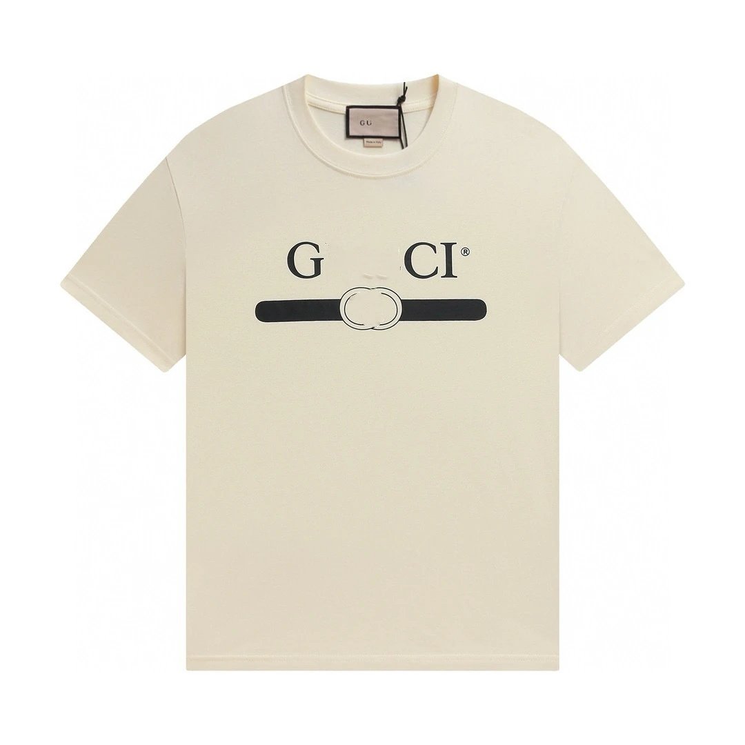 Casual Cotton Short Sleeve Tee Shirt Ecru - Gucci - Cnfans - $21.94