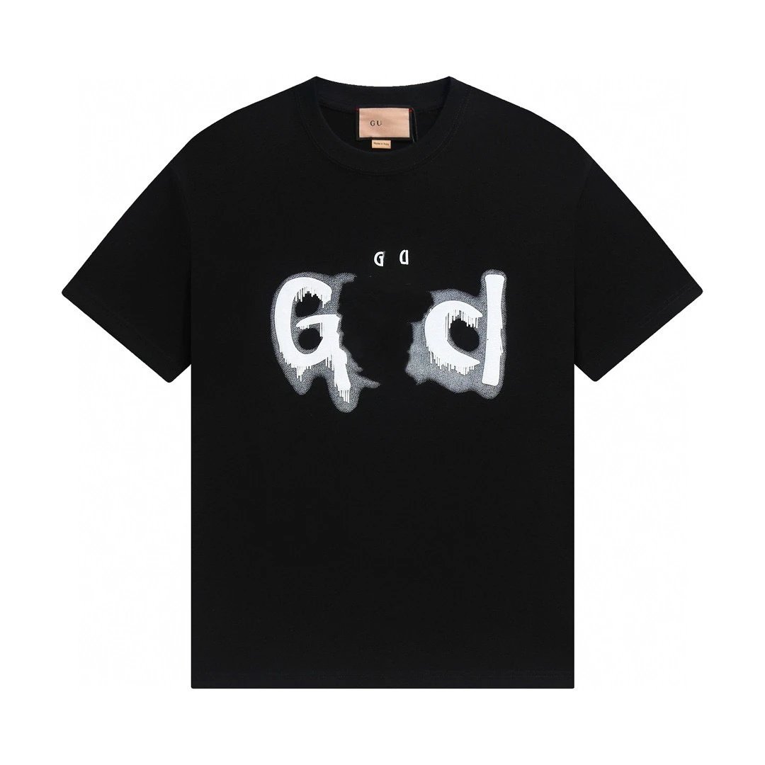Cotton Graphic Tee Unisex Casual Top Jet Black - Gucci - Cnfans - $21.94