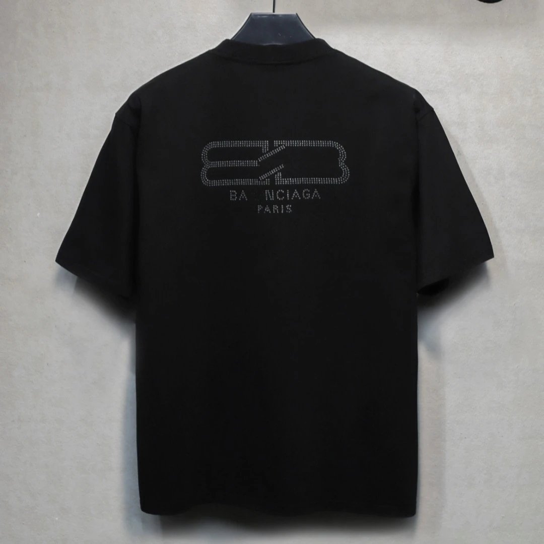 Men's Cotton Rhinestone Tee Casual Top Onyx - Gallery Image 1 - Detailed View