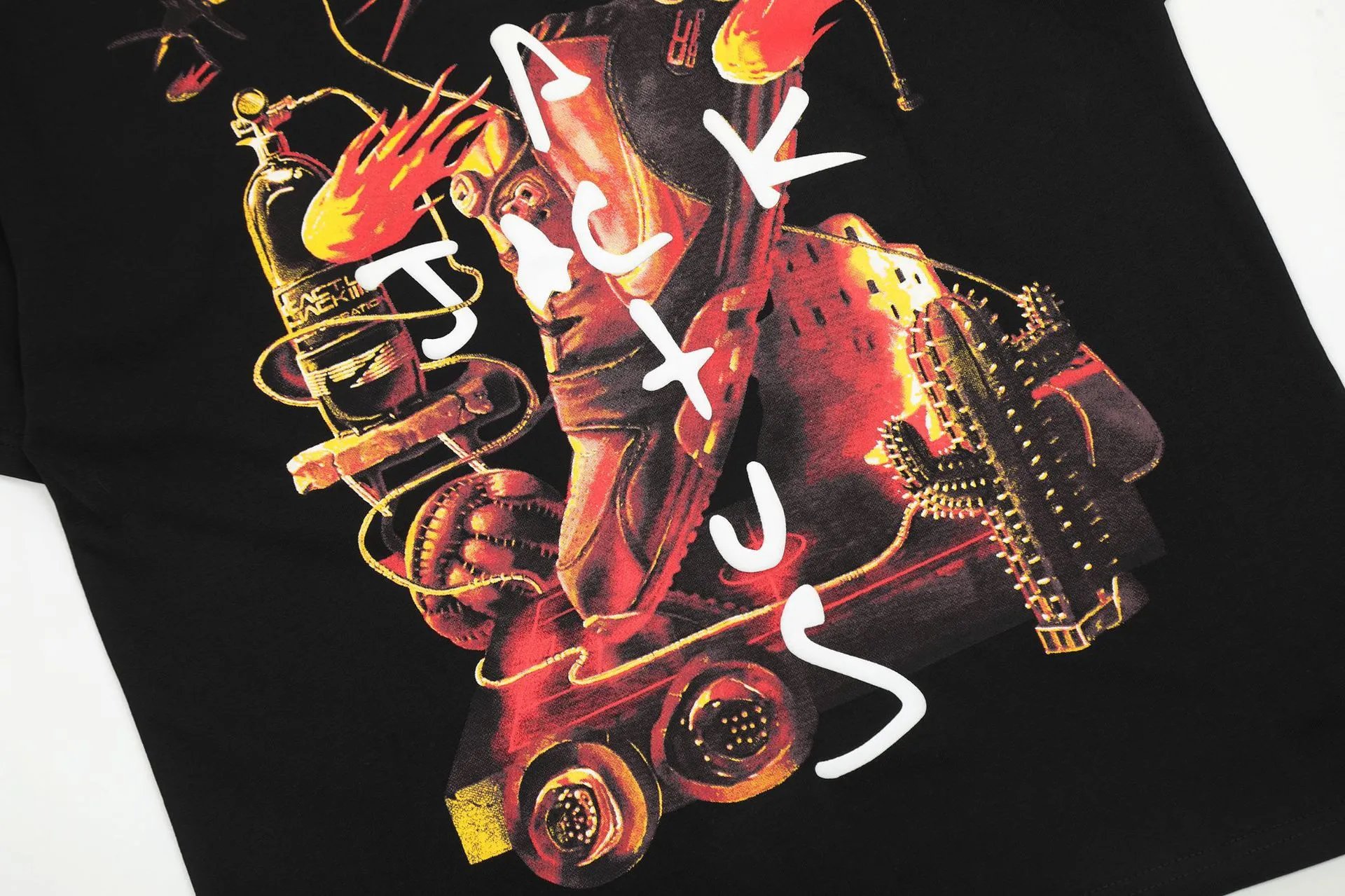 Street Graphic Cotton Tee Black Ivory - Gallery Image 7 - Detailed View