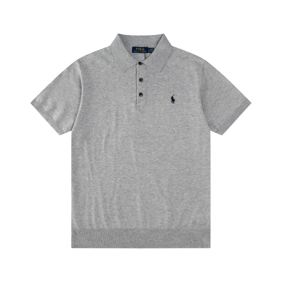 Classic Knit Polo Shirt Short Sleeve Unisex - Gray - Ralph Lauren - Cnfans - $28.06