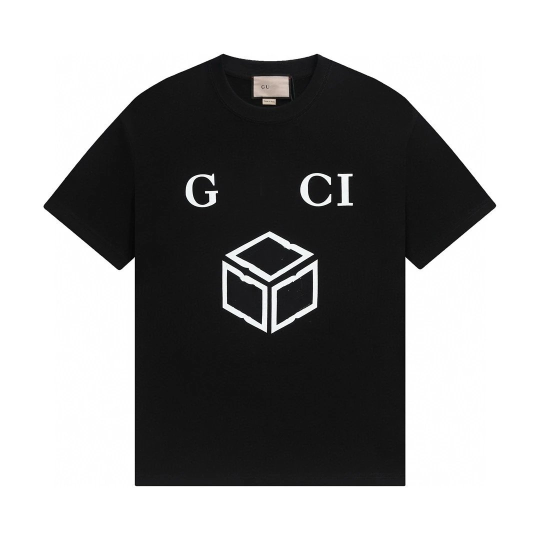 Men's Graphic Cotton Tee Casual Style Top - Onyx - Gucci - Cnfans - $21.94