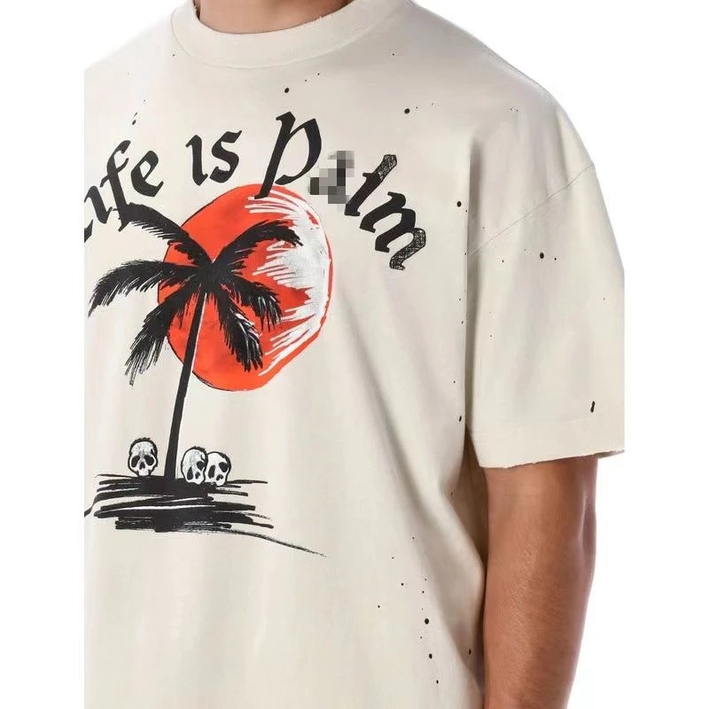 Street Skull Palm Tree Tee Ivory - Gallery Image 4 - Detailed View
