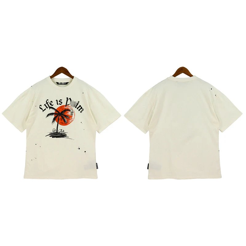 Street Skull Palm Tree Tee Ivory - Palm Angels - Cnfans - $23.87