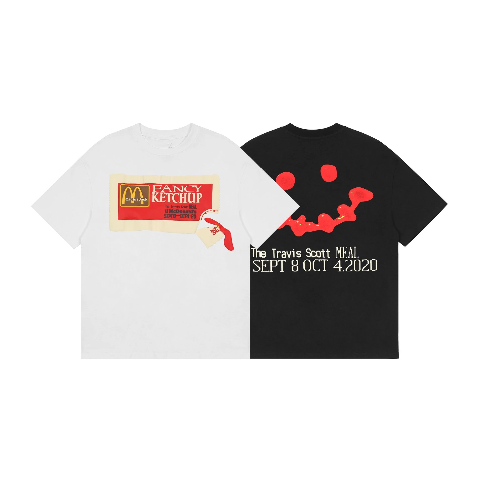 Street Style Ketchup Print Cotton T-Shirt Ebony Black - Gallery Image 1 - Detailed View