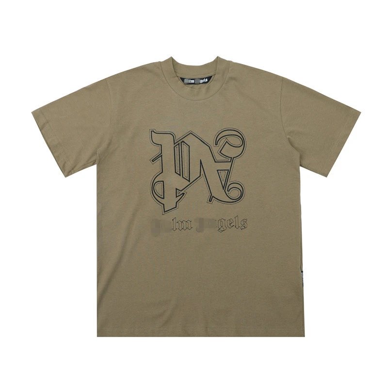 Unisex Streetwear Cotton Tee Sandstone Brown - Palm Angels - Cnfans - $20.65