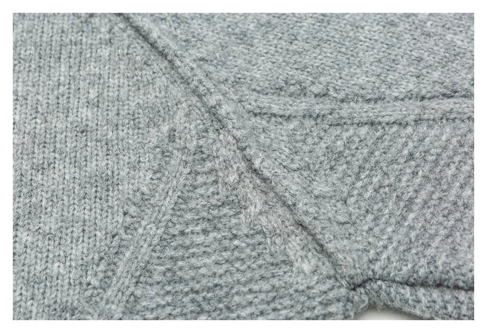Fall Winter Unisex Full-Zip Retro Knit Sweater Cardigan Ash Grey - Gallery Image 11 - Detailed View