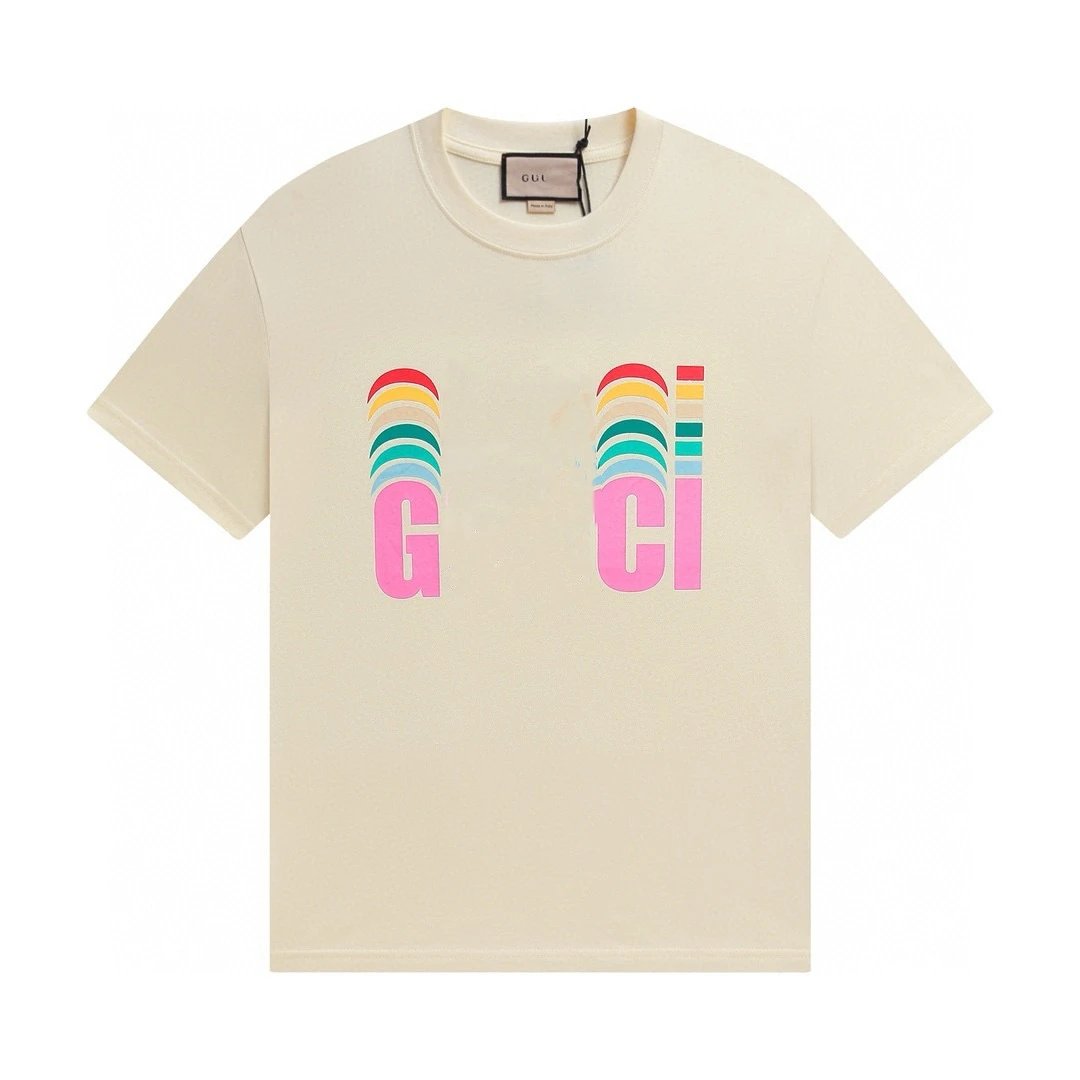 Casual Letter Print Cotton Unisex Tee Shirt - Off White - Gallery Image 9 - Detailed View