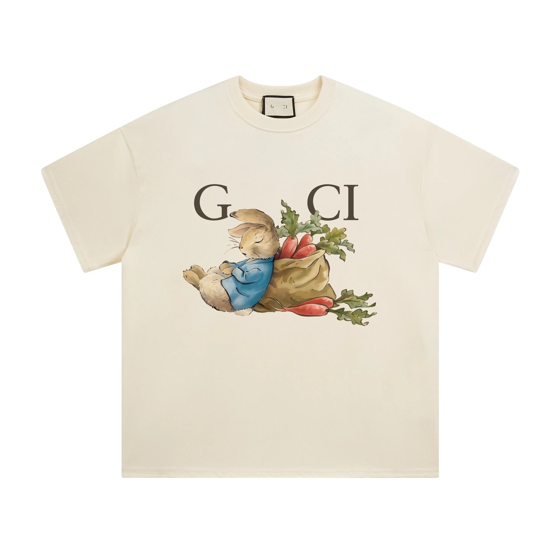 Cartoon Animal Print Cotton Tee Vanilla - Gucci - Cnfans - $23.55