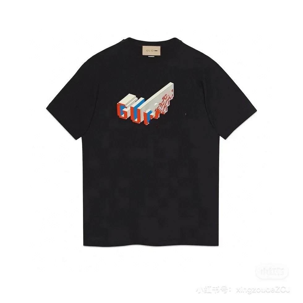 Casual Cotton Graphic Tee Unisex Top Onyx - Gucci - Cnfans - $21.94