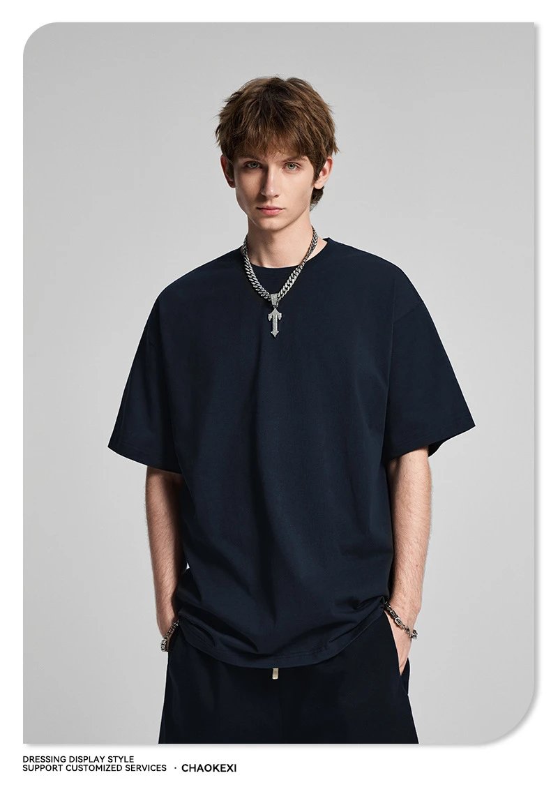 Men's Cotton Short Sleeve Trendy T-Shirt Coral - Gallery Image 6 - Detailed View