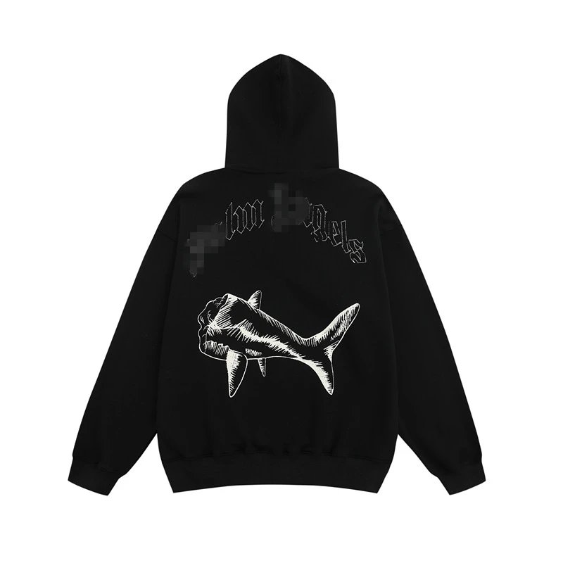 Street Shark Cotton Hoodie Unisex Top Ivory - Gallery Image 5 - Detailed View