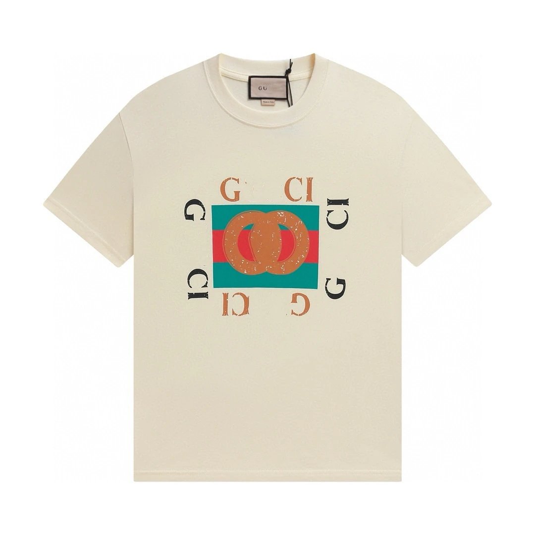 Casual Unisex Cotton Graphic Tee Ecru - Gucci - Cnfans - $21.94