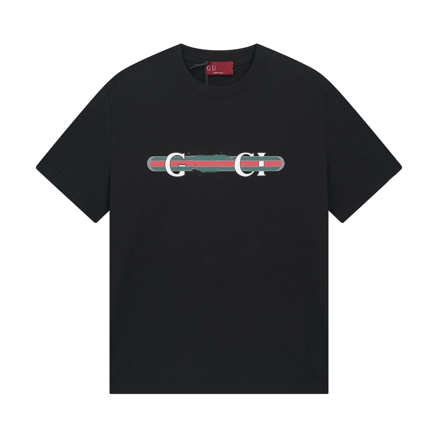 Casual Graphic Cotton Tee Unisex Top Jet Black - Gucci - Cnfans - $21.94
