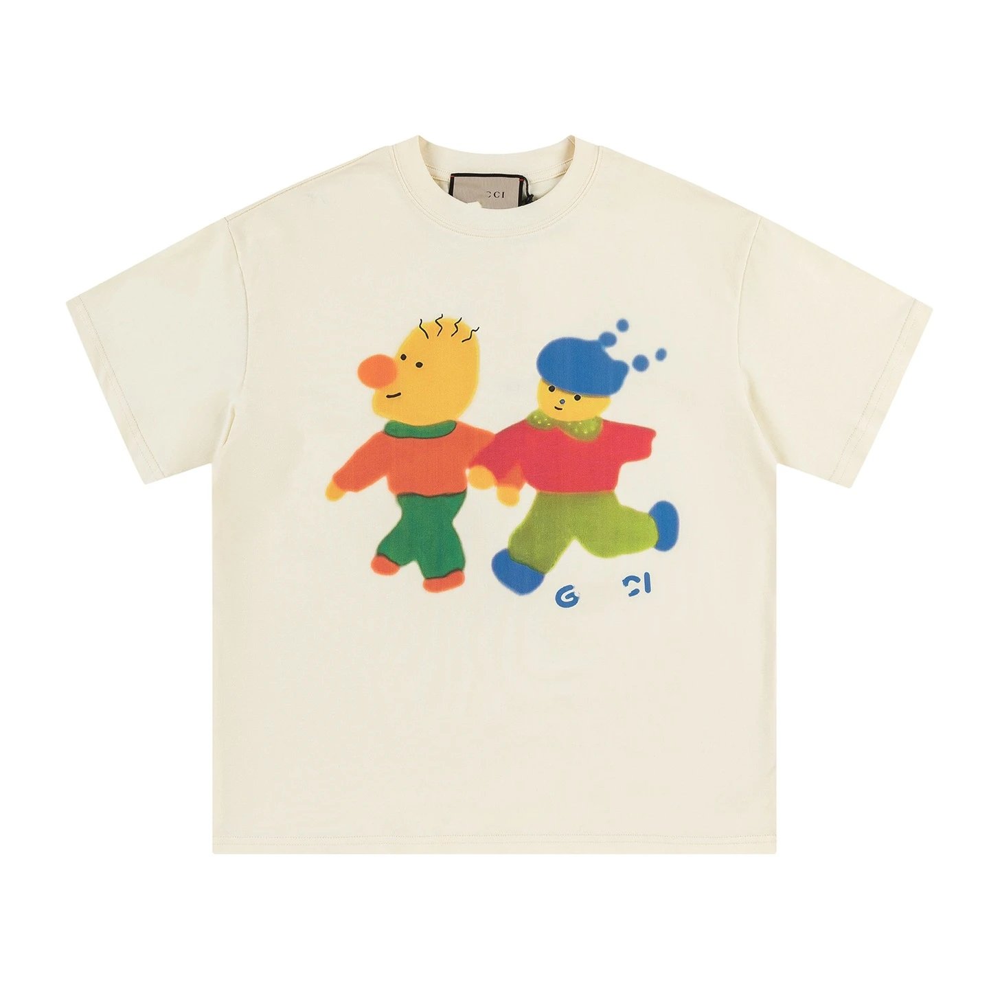 Graphic Print Cotton Tee Unisex Casual Ivory - Gucci - Cnfans - $22.58