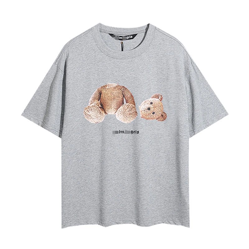 Oversized Teddy Print Tee Dusty Grey - Palm Angels - Cnfans - $21.29