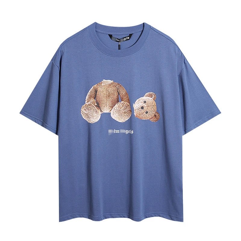 Streetwear Teddy Graphic Tee Dusty Blue - Palm Angels - Cnfans - $21.29