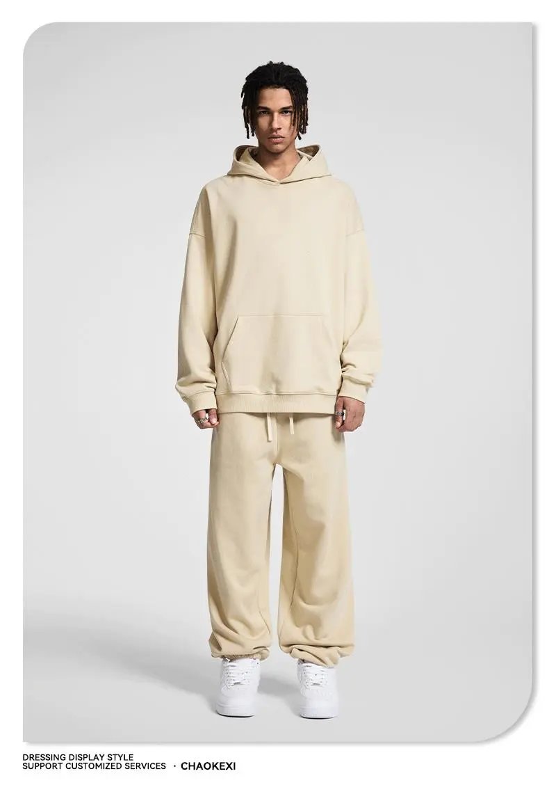 Casual Oversize Hoodie Pants Set Autumn Maroon - Gallery Image 7 - Detailed View