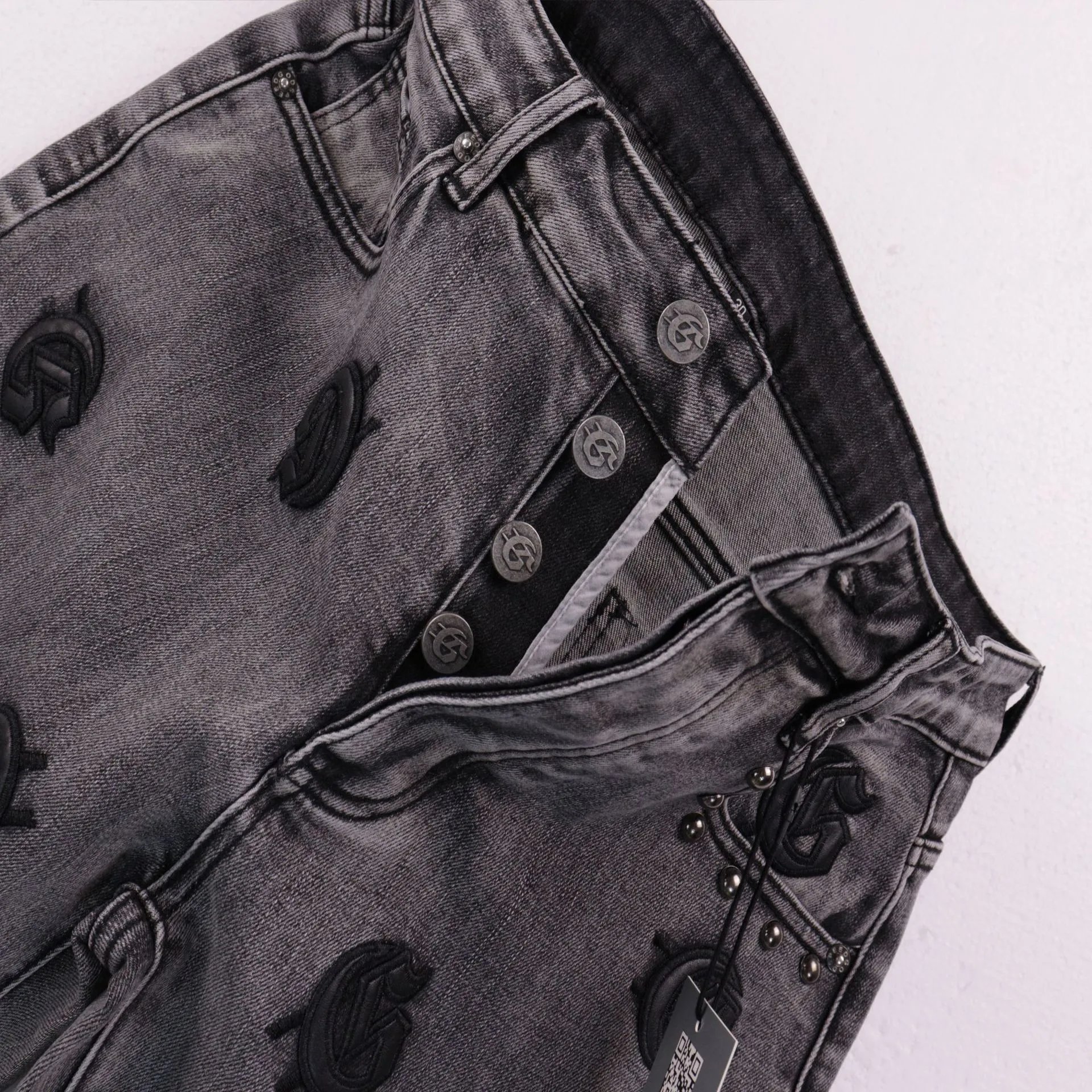 Godspeed Embroidered Denim Shorts Multi - Gallery Image 5 - Detailed View