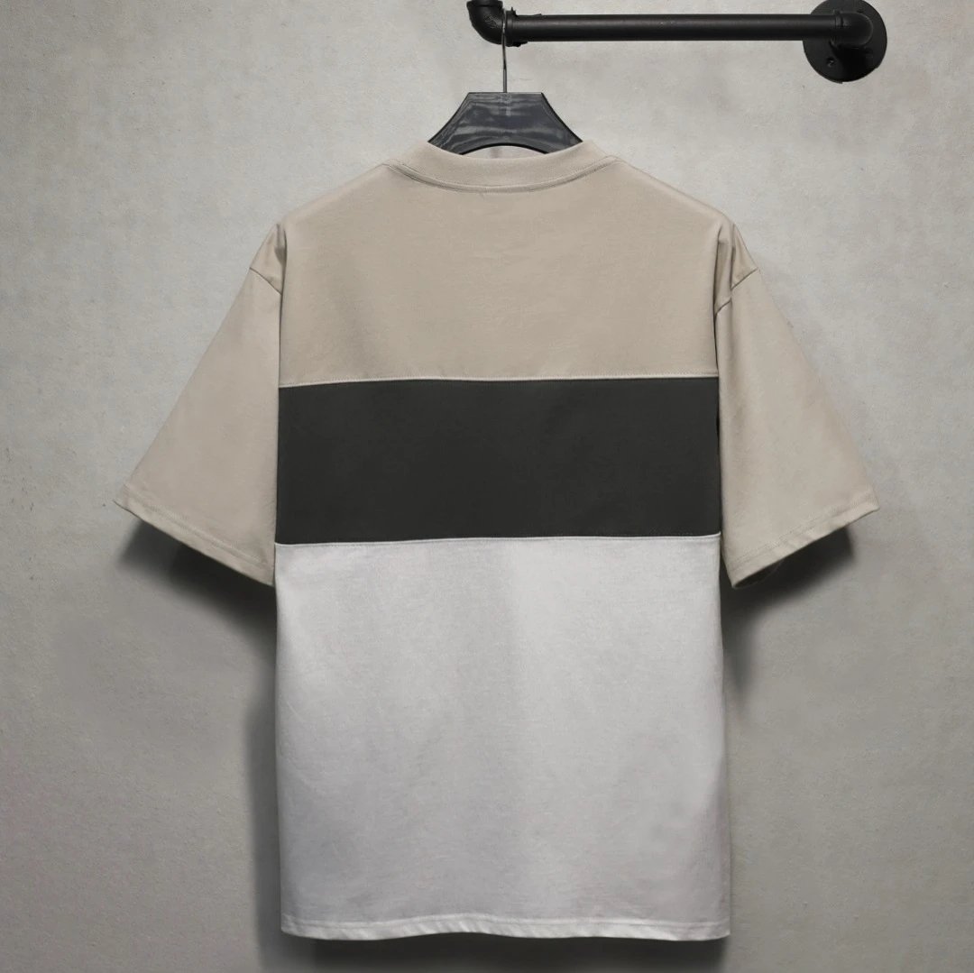 Casual Block T-Shirt Unisex Cotton Tee - Heather Grey - Gallery Image 2 - Detailed View