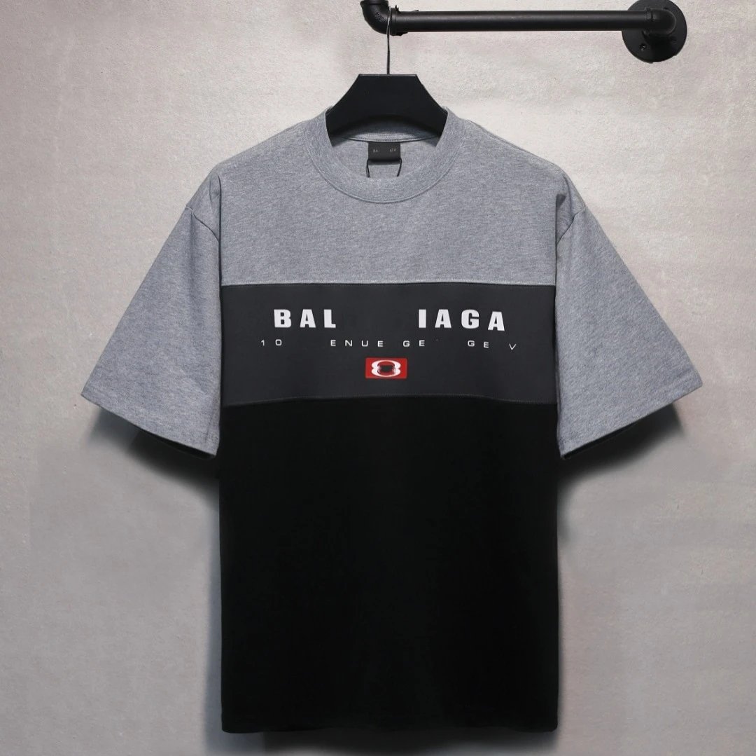 Casual Block T-Shirt Unisex Cotton Tee - Heather Grey - Gallery Image 3 - Detailed View