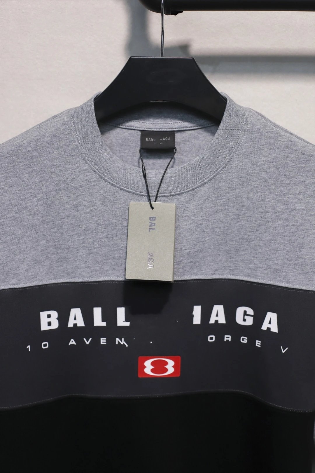 Casual Block T-Shirt Unisex Cotton Tee - Heather Grey - Gallery Image 5 - Detailed View