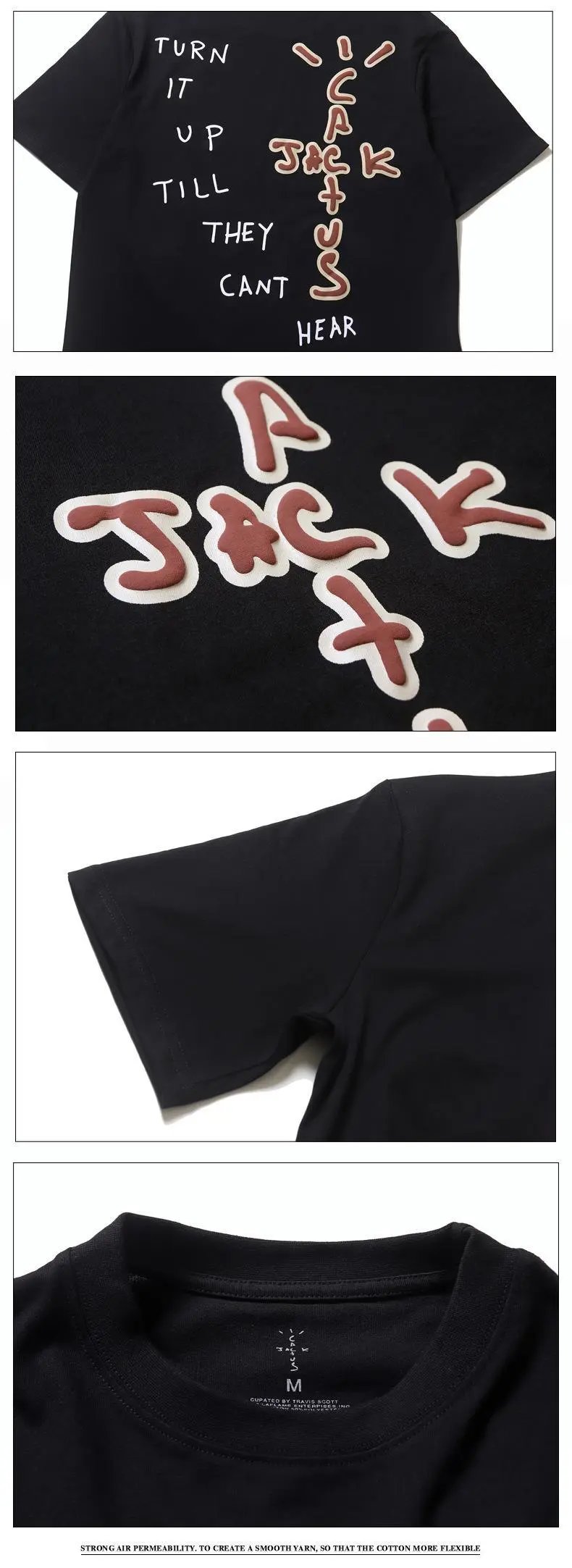 Street Style Cotton Graphic Tee Midnight Black - Gallery Image 6 - Detailed View